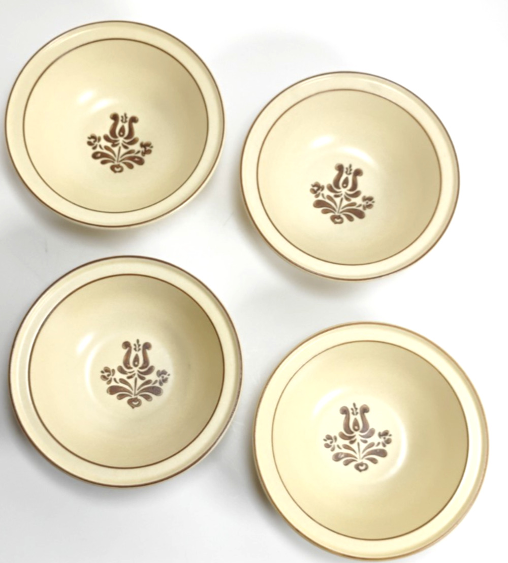 Pfaltzgraff Village Soup Bowls Set of 4 6" USA Brown Rim Replacement Country